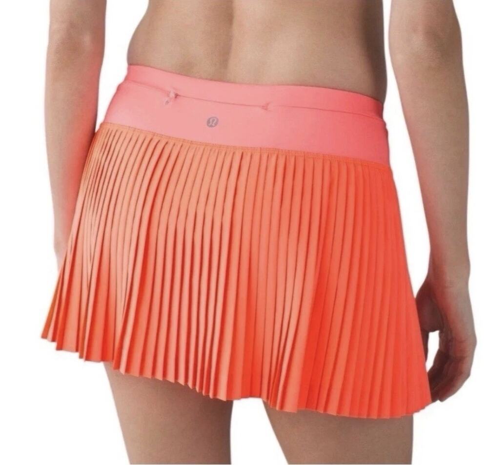Lululemon Pleat To Street Skirt II Size 6 Neon Grapefruit Tennis Run Pickleball